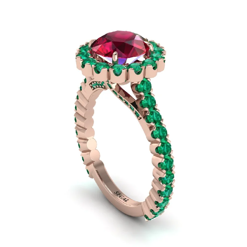 Stunning Gemstone Rings For Weddings-Round Cut Ruby Timeless Splendor Engagement Ring - Jazlyn No. 26