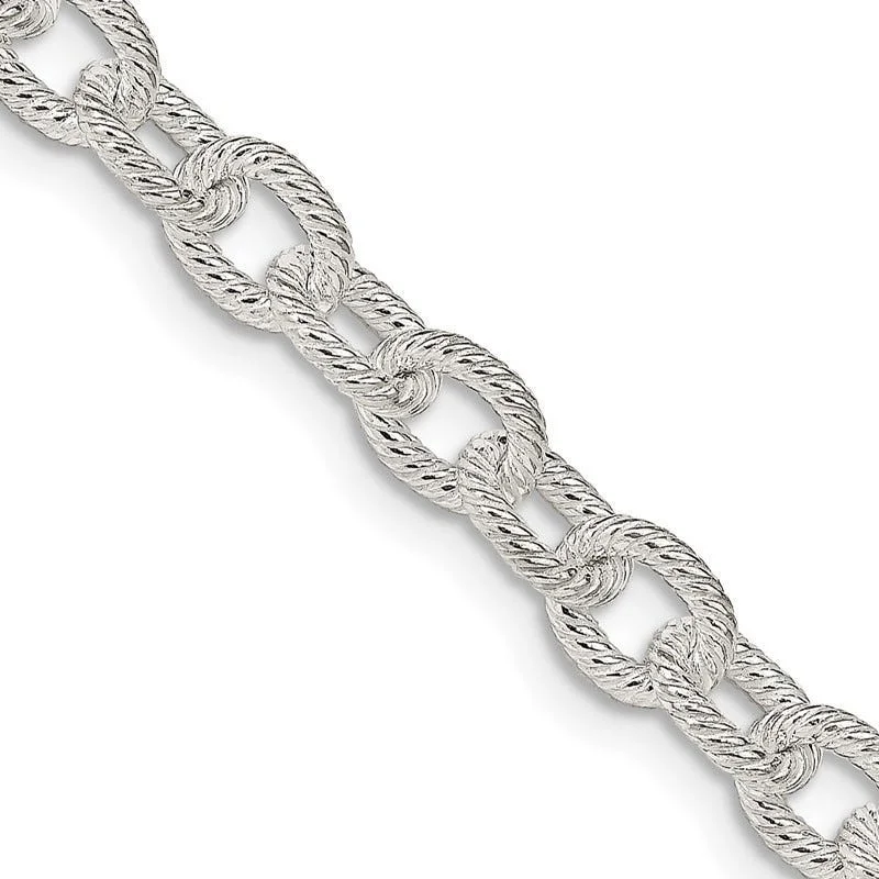 Sparkling Choker Necklaces For Special Occasions-Sterling Silver 6.25 Fancy Patterned Rolo Chain Necklace