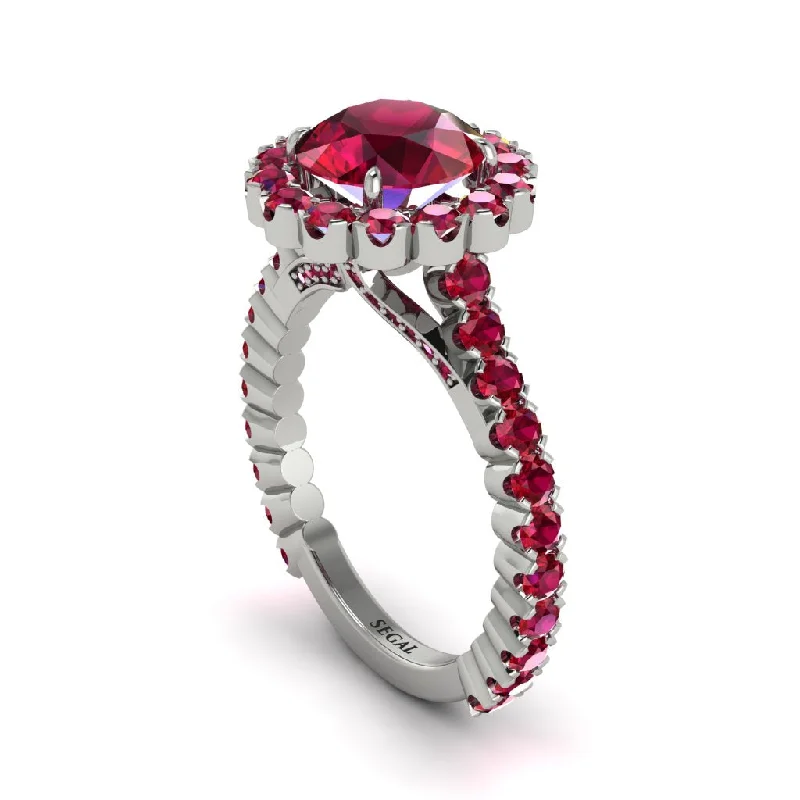 Custom Rings For Bridesmaids Gifts-Round Cut Ruby Timeless Splendor Engagement Ring - Jazlyn No. 57