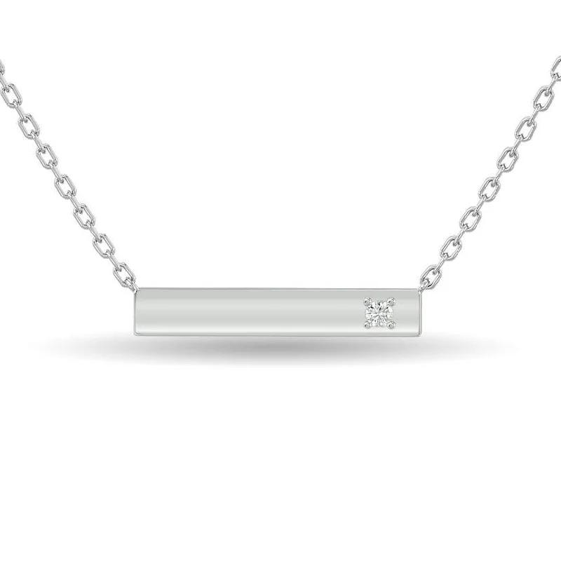 Fashionable Long Necklaces For Bold Looks-Diamond Bar Necklace 1/20 ct tw in Sterling Silver