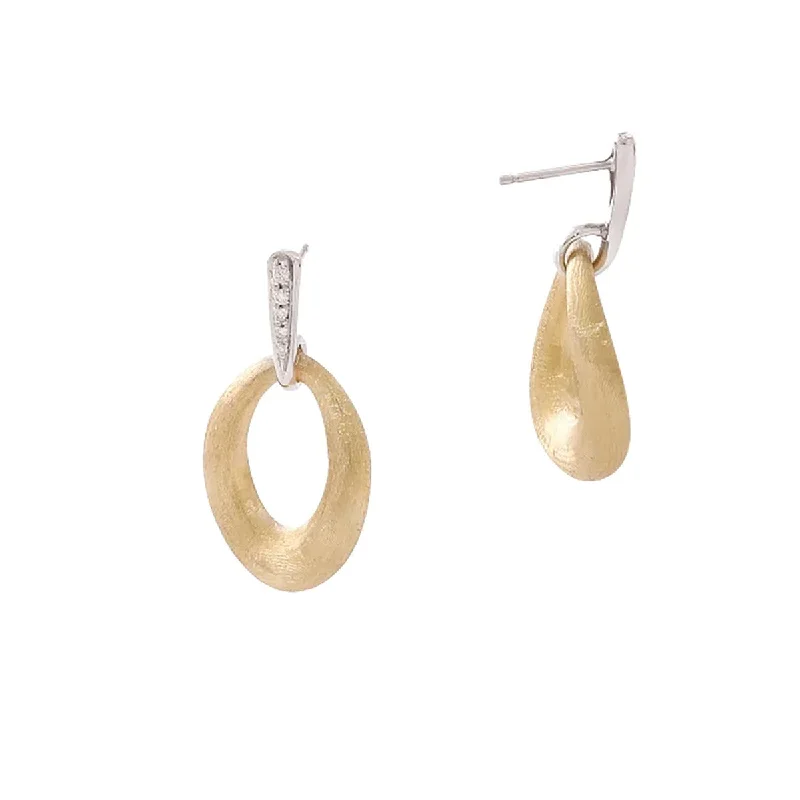 Beautiful Drop Earrings For Parties-18K Yellow Gold and Diamond Loop Earrings