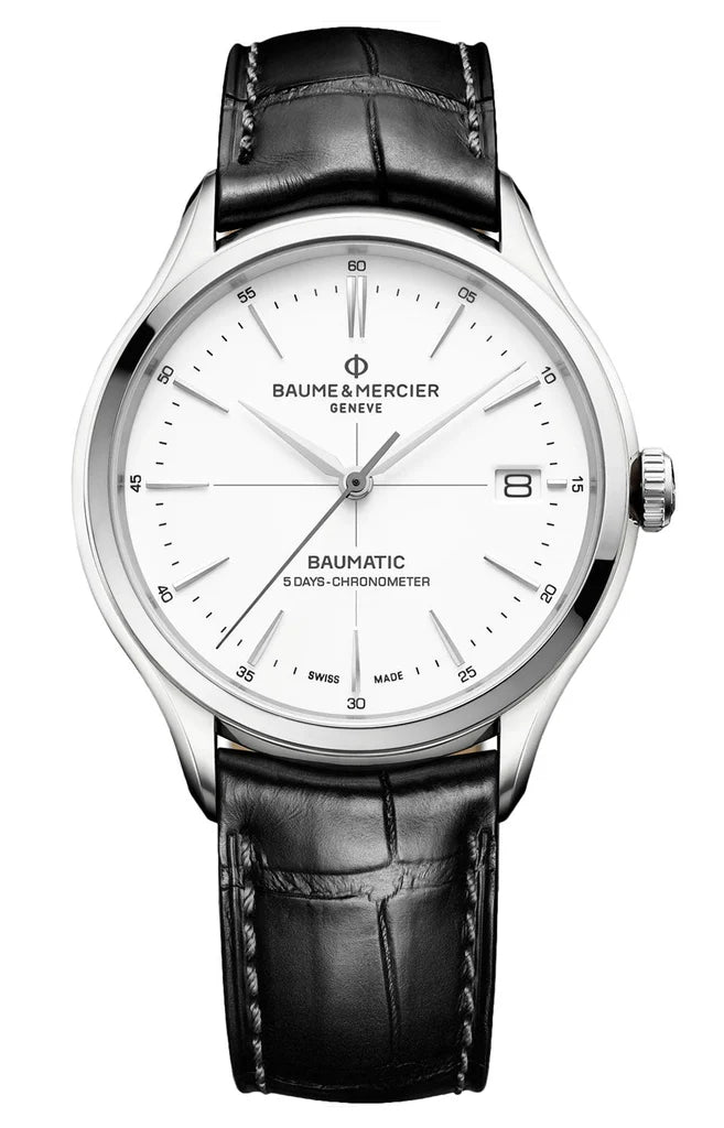 Watches With Polished Finish-Baume & Mercier Clifton Baumatic COSC Automatic 40mm Automatic Watch - 10518