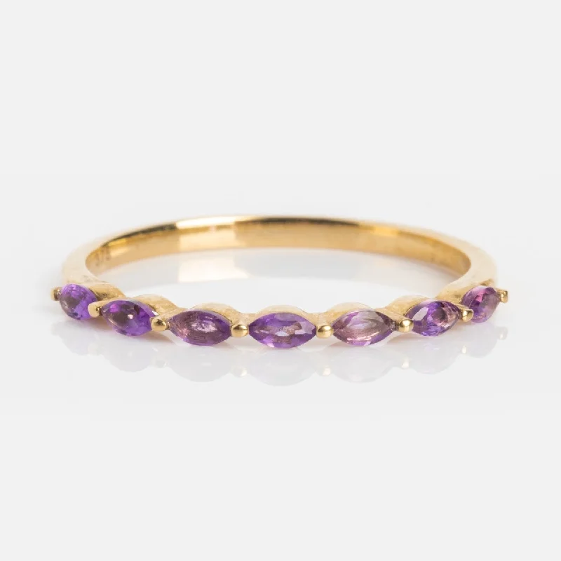 Bold Wedding Rings For Fashionistas-Solid Gold 2025 February Capsule Delicate Amethyst Stacking Ring