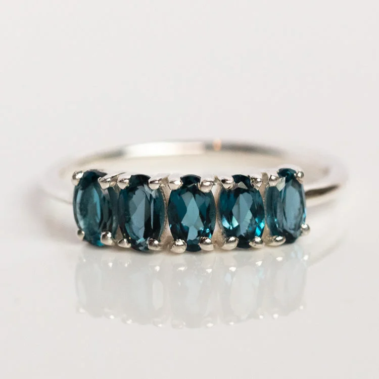 Stackable Diamond Rings For Elegant Style-London Blue Topaz Galaxy Ring in Silver