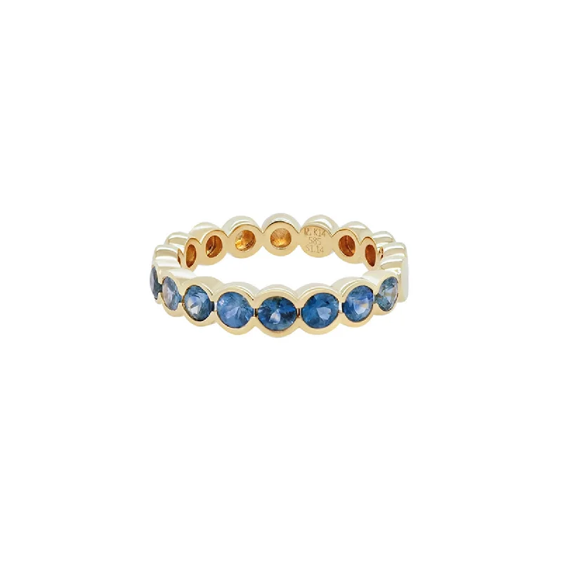 Unique Stackable Rings For Custom Jewelry-Round Half Bezel Sapphire Ring