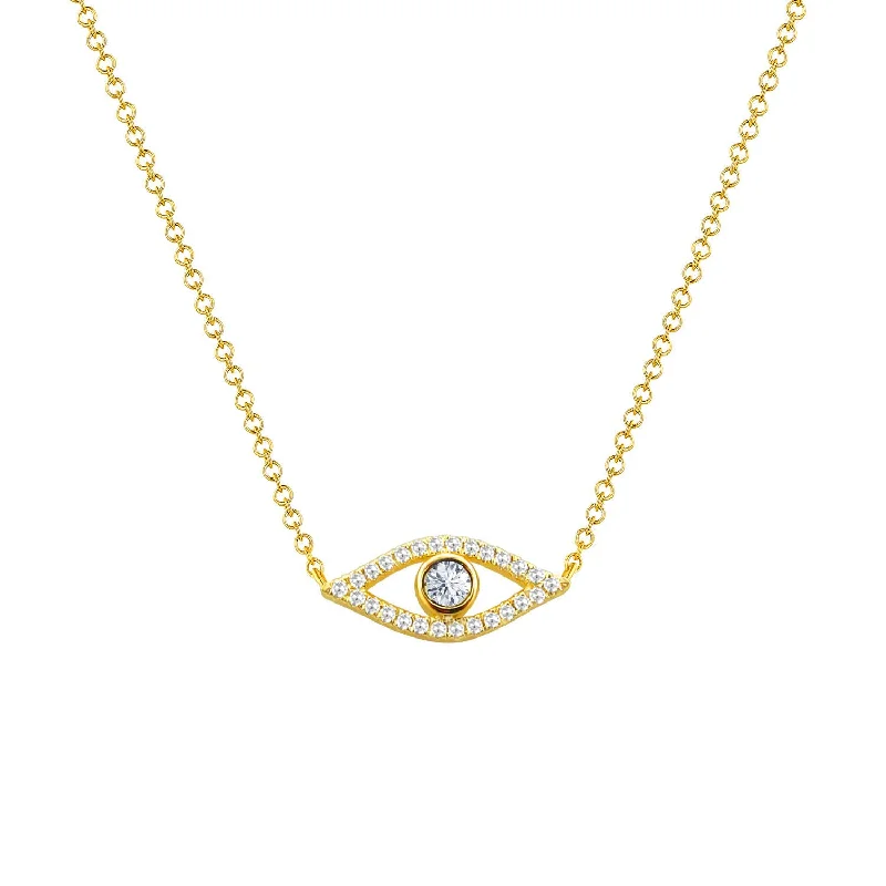 Elegant Heart Shaped Necklaces For Romantic Fashion-14K Gold Evil Eye Necklace with Diamonds