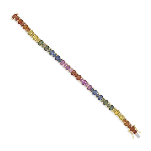 Bracelets With Star Designs-Multi-color Sapphire & Diamond Bracelet