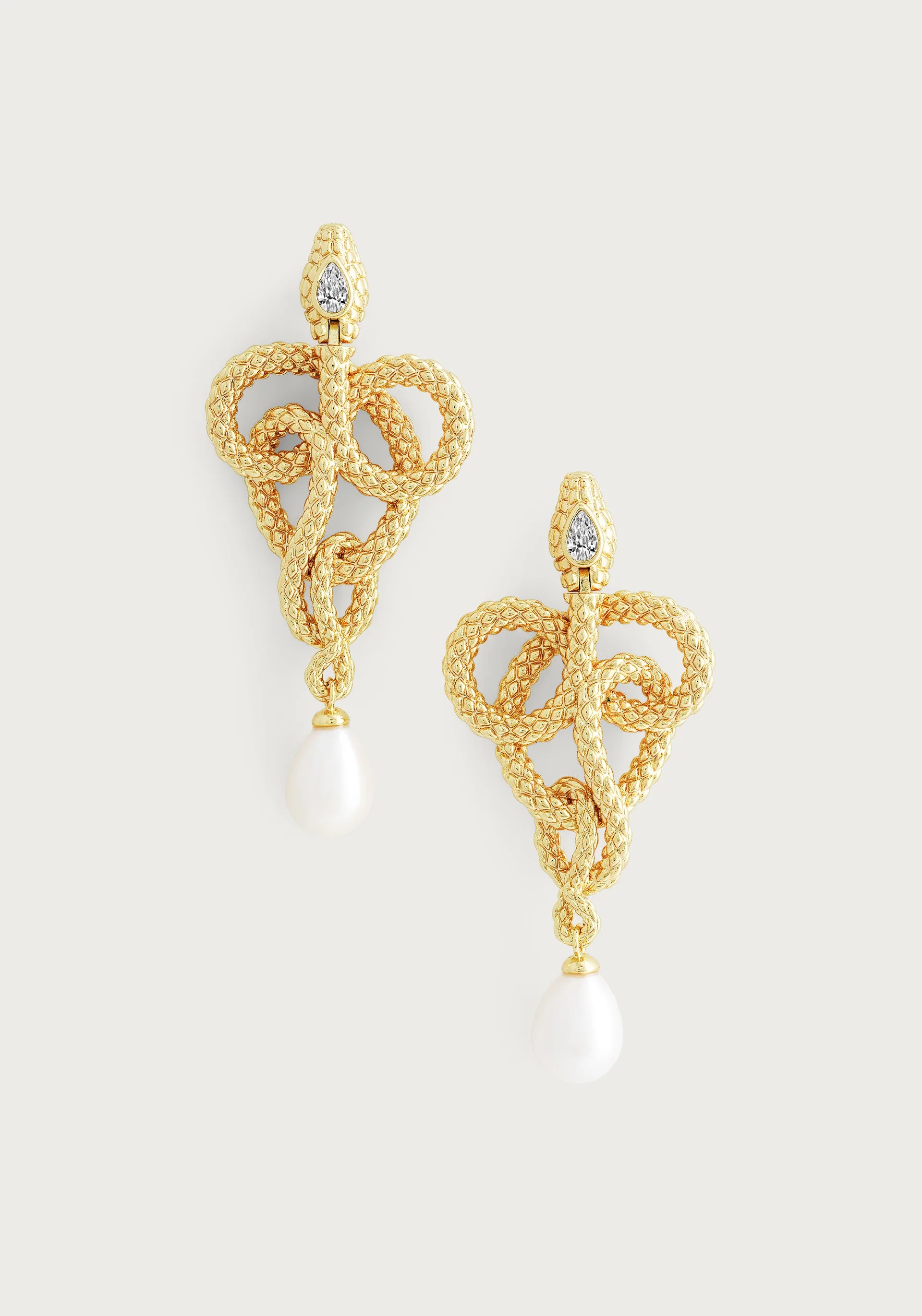 Beautiful Dangle Earrings For Formal Occasions-Serpent Pearl Drop Earrings