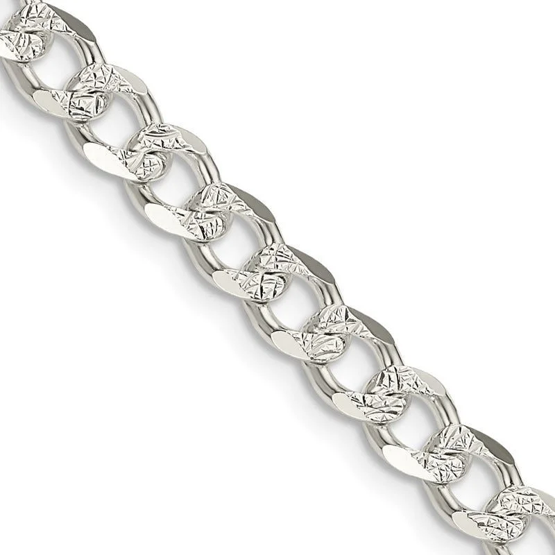 Chunky Beaded Necklaces For Bold Style-Sterling Silver 5.5mm Pav‚ Curb Chain Necklace