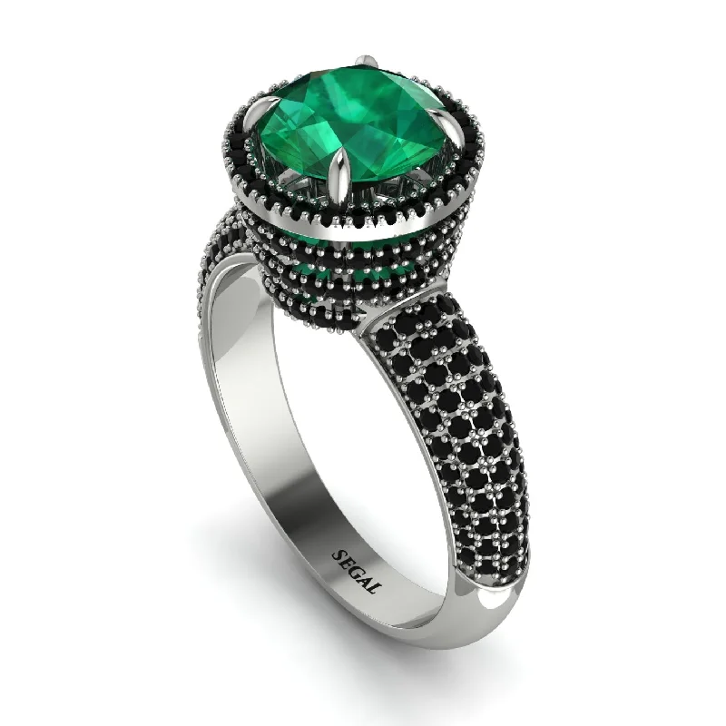 Bold Statement Rings For Fashionistas-Emerald Cluster Halo Engagement Ring - Katie No. 36