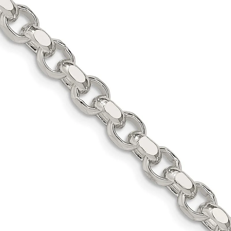 Trendy Bar Necklaces For Casual Looks-Sterling Silver 4mm Diamond-cut Rolo Chain Necklace