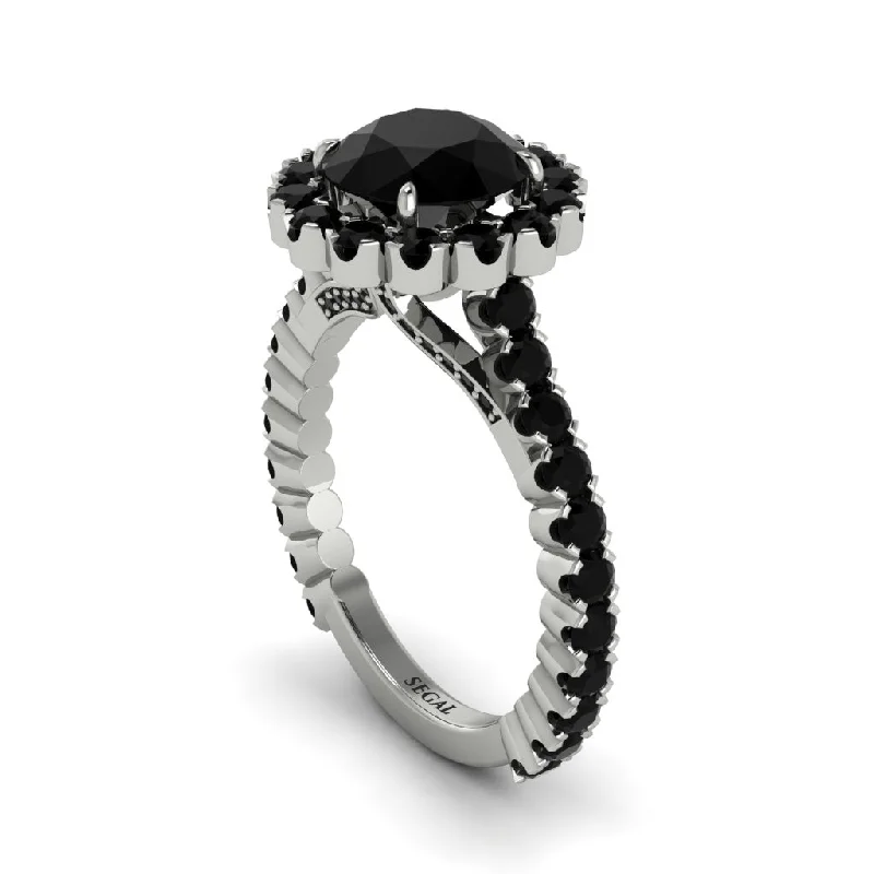 Minimalist Rings For Elegant Simplicity-Round Cut Black Diamond Timeless Splendor Engagement Ring - Jazlyn No. 39