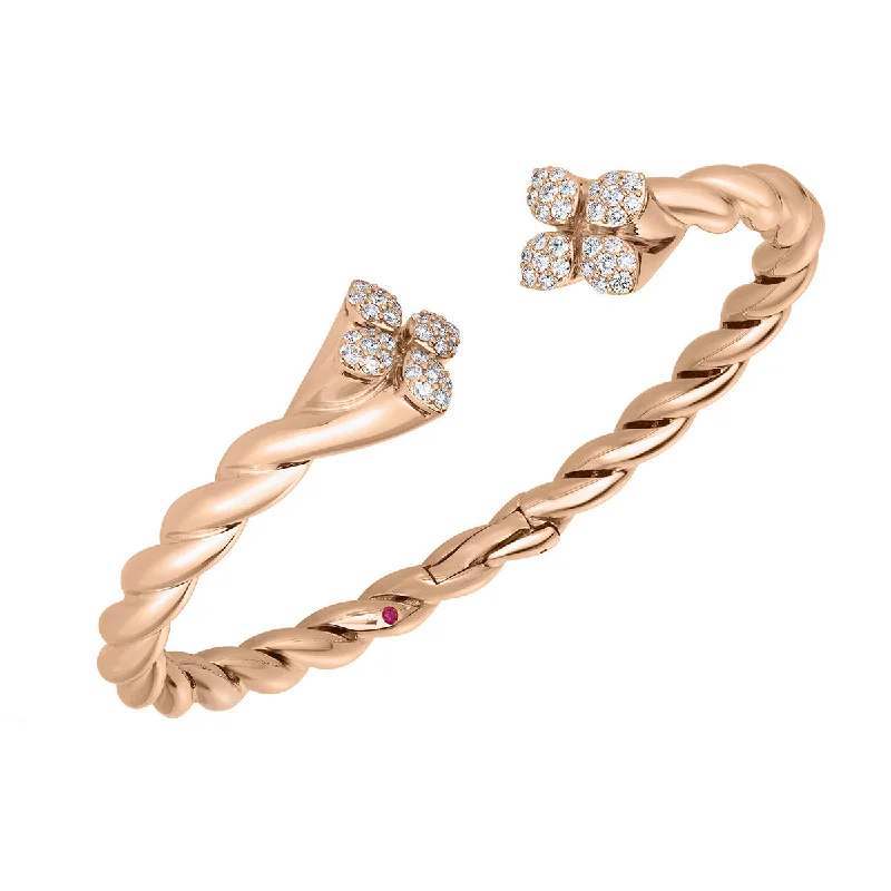 Bangles For Fall Accessories-18K Rose Gold Diamond Twist Bangle