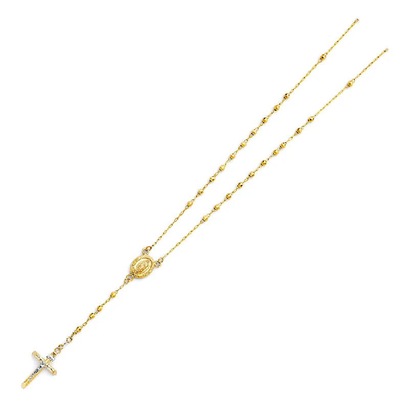 Stylish Nameplate Necklaces For Custom Gifts-14K GOLD 3MM DISCO BALL ROSARY NECKLACE