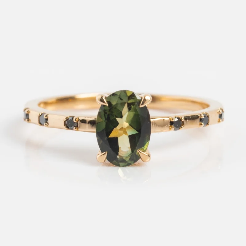 Custom Birthstone Rings For Loved Ones-Iona Ring Black Diamond Ring