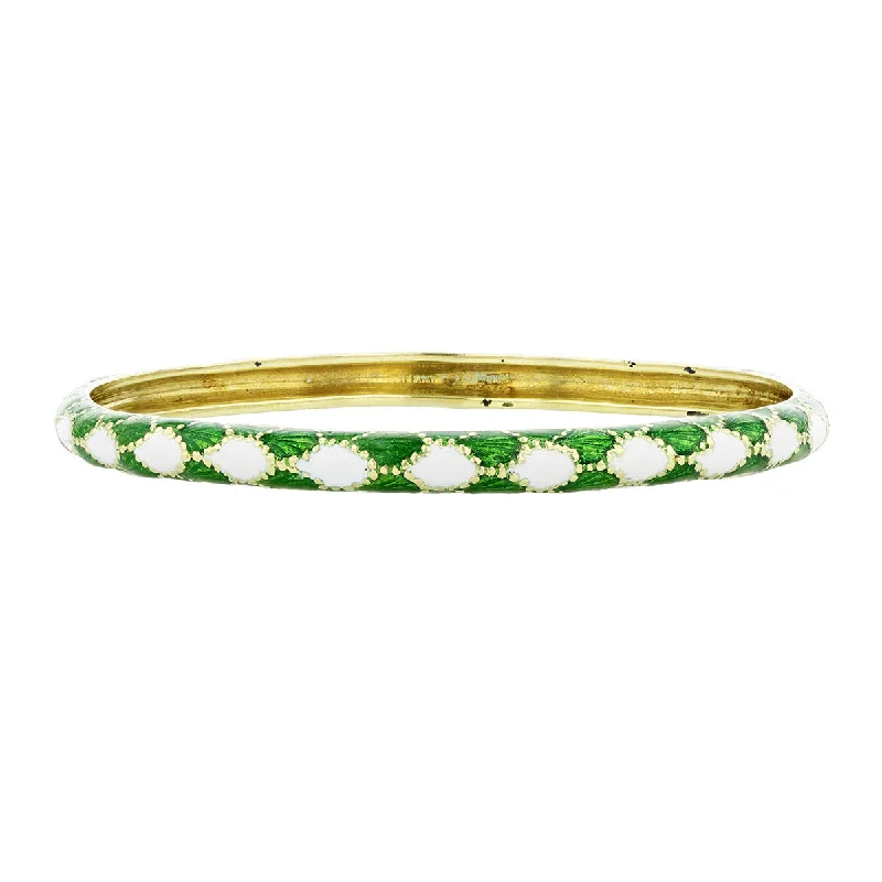 Bangles With Cross Designs-Tiffany and Co. White and Green Enamel Bangle