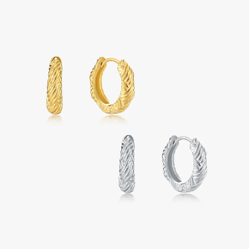 Classic Stud Earrings For Elegant Simplicity-Textured Dome Hoops (Greek Inspired Collection)