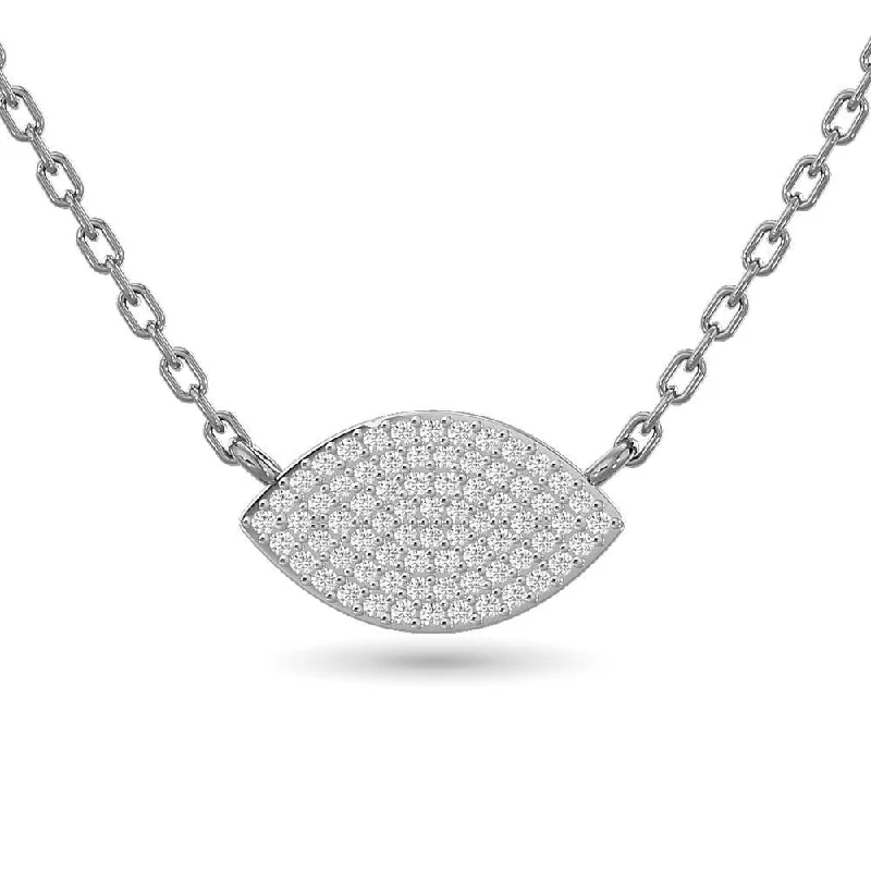 Statement Gemstone Necklaces For Special Events-Diamond Eye Shape Necklace 1/5 ct tw in 10K White Gold