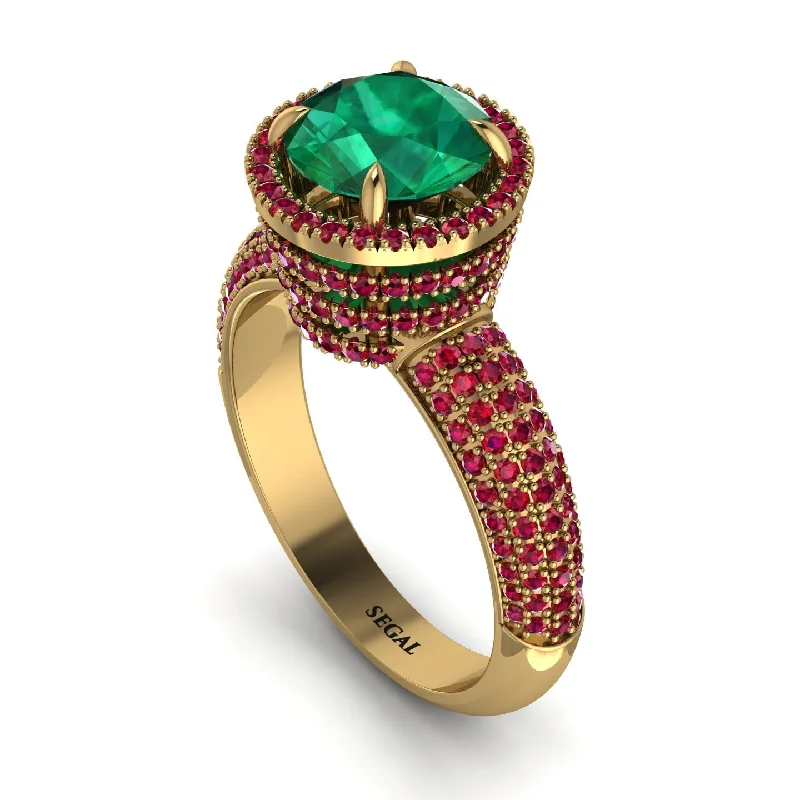 Elegant Rose Gold Rings For Special Occasions-Emerald Cluster Halo Engagement Ring - Katie No. 49