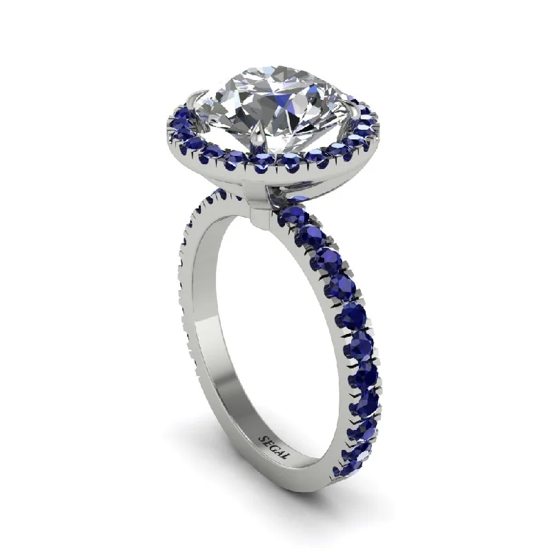 Classic Solitaire Rings For Engagement-Round Cut Diamond Halo Engagement Ring - Charleigh No. 63