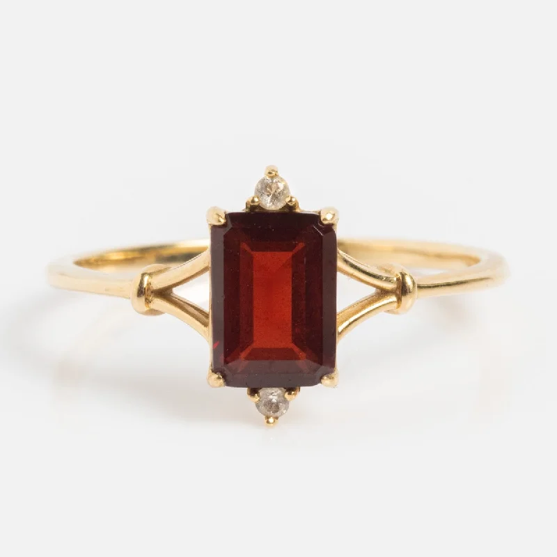 Diamond Rings For Engagement-Solid Gold 2025 January Capsule Classic Garnet Statement Ring