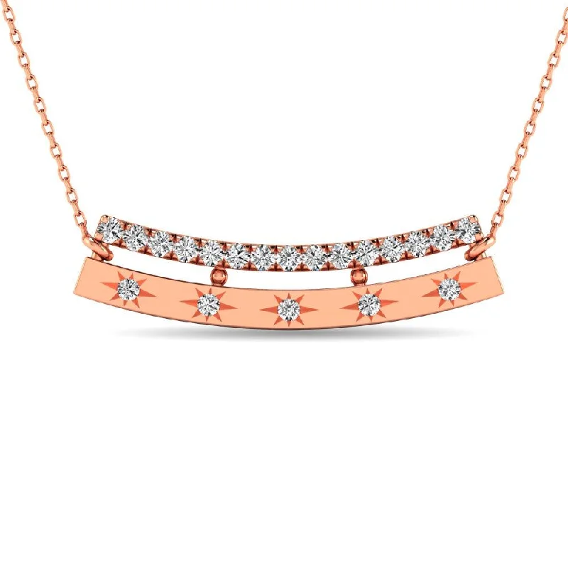 Gold Choker Necklaces For Elegant Glam-Diamond 1/5 ct tw Bar Necklace in 14K Rose Gold