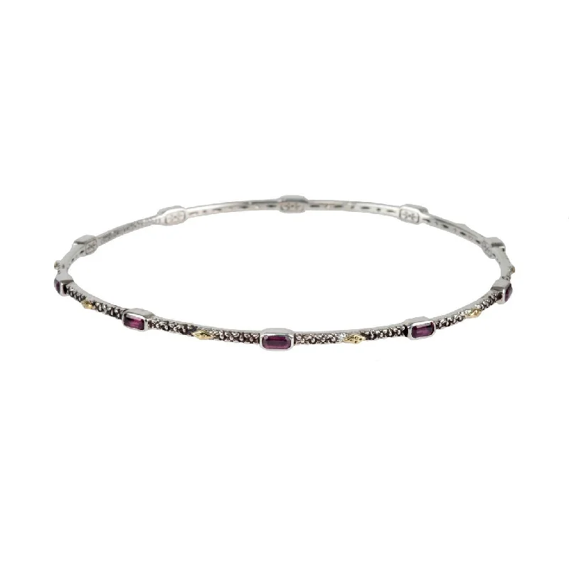 Bangles For Special Occasions-Sterling Silver & 18K Gold Amethyst Bangle