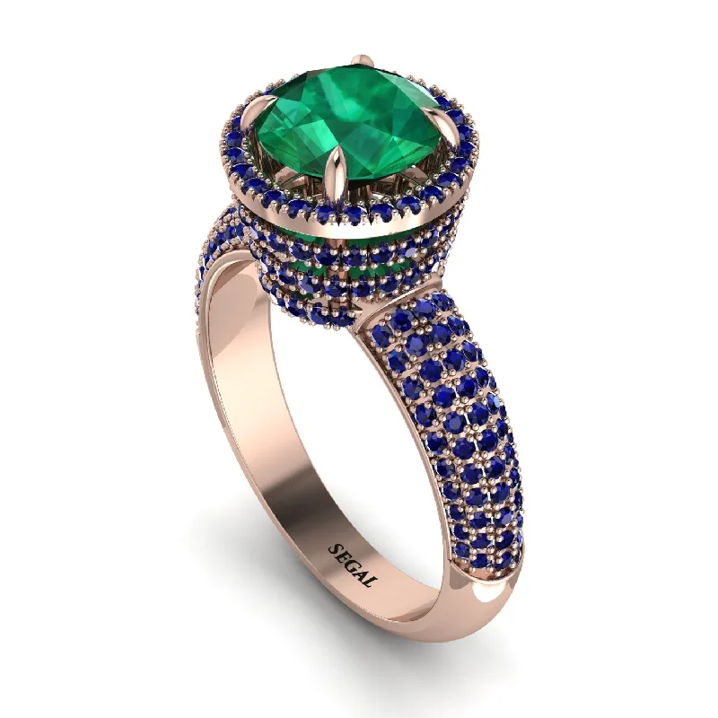 Simple Diamond Rings For Classic Fashion-Emerald Cluster Halo Engagement Ring - Katie No. 65