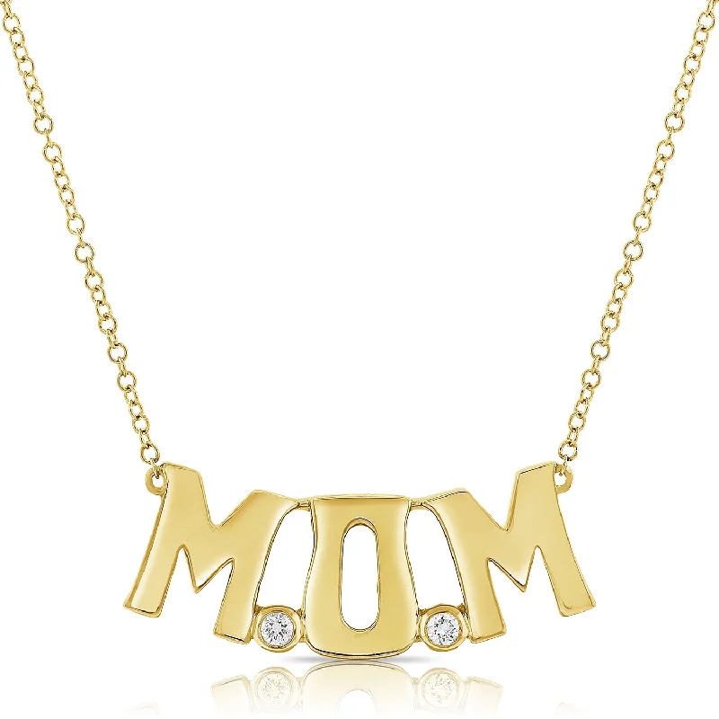 Vintage Crystal Necklaces For Glamorous Wear-14K MOM pendant with 0.05ct Diamonds