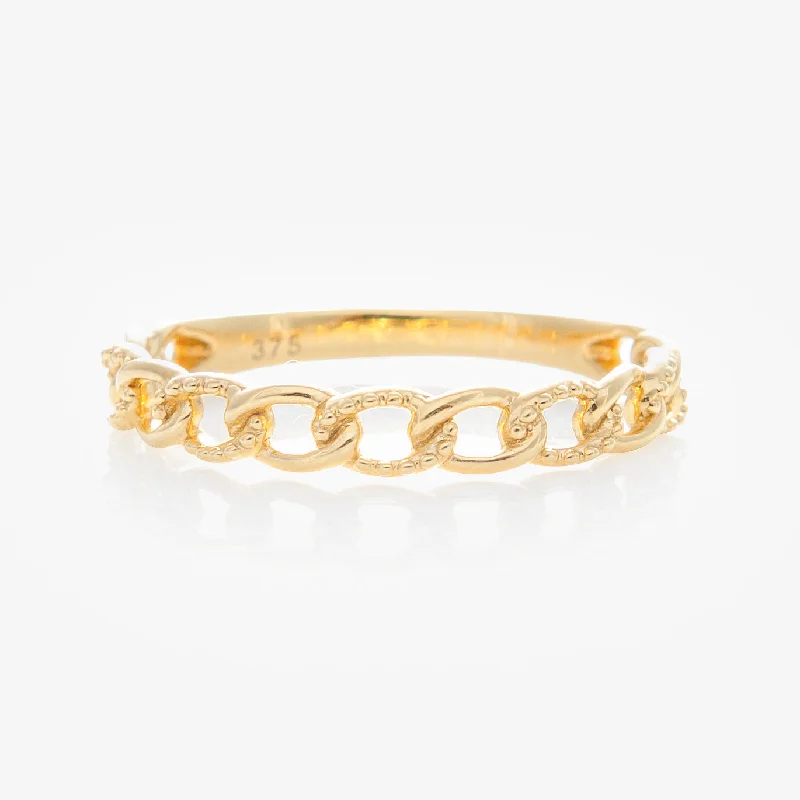 Custom Wedding Rings For One-of-a-Kind Style-Solid Gold Textured Chain Link Ring