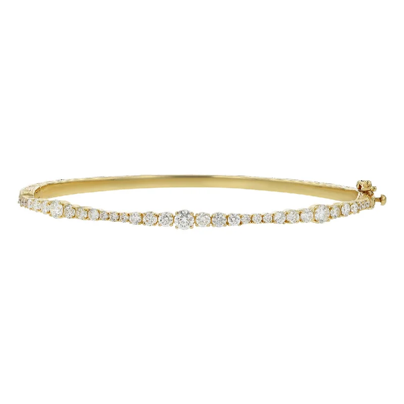 Bangles With White Designs-Wave Diamond Bangle Bracelet