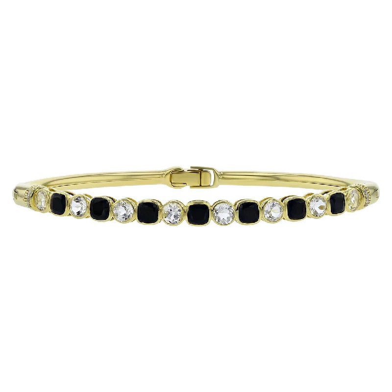 Bangles For Elegant Statement-White Topaz, Spinel and Diamond Bangle Bracelet