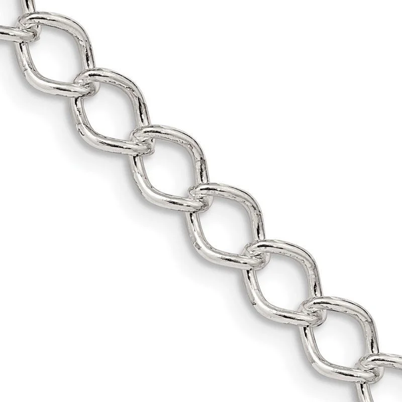 Long Silver Necklaces For Fashionistas-Sterling Silver 5.75mm Fancy Open Curb Chain Necklace