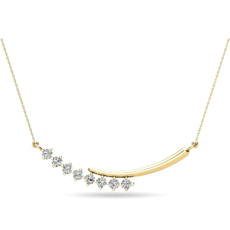 Gold Pendant Necklaces For Fashionable Women-14K Yellow Gold 1/4 Ct.Tw. Diamond Fashion Necklace