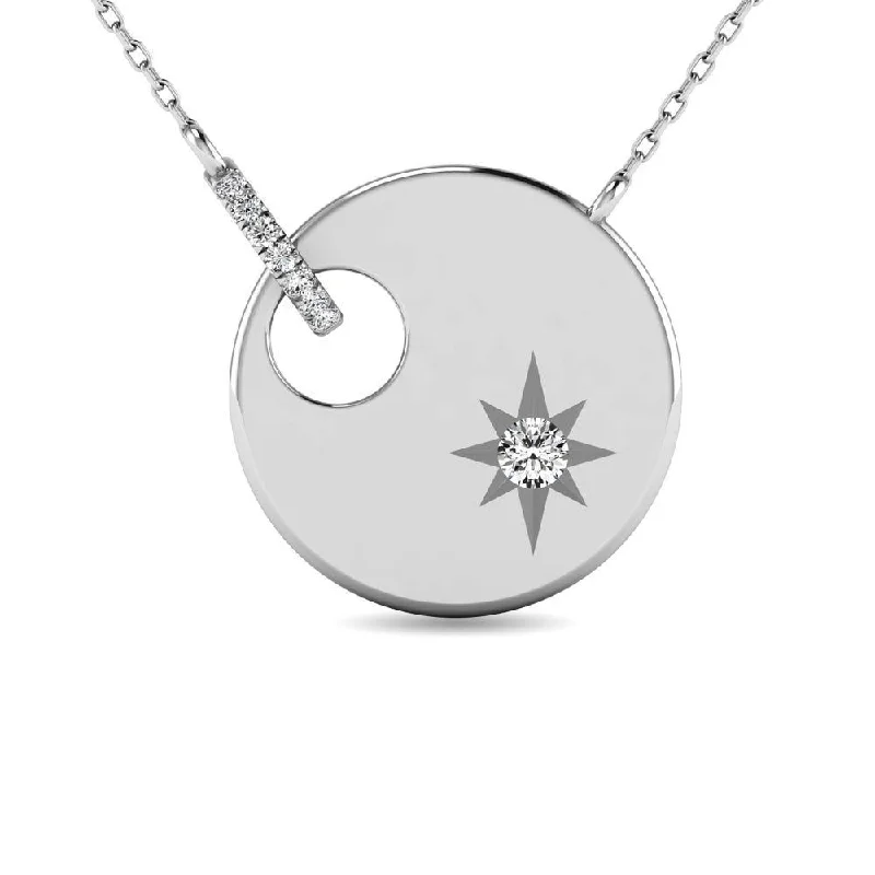 Minimalist Bar Necklaces For Everyday Style-Diamond 1/20 ct tw Disc Necklace in 10K White Gold