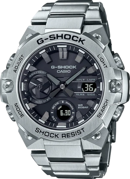 Watches For Party Accessories-G-Shock GSTB400D-1A G-STEEL Slim Carbon Core Guard Tough Solar