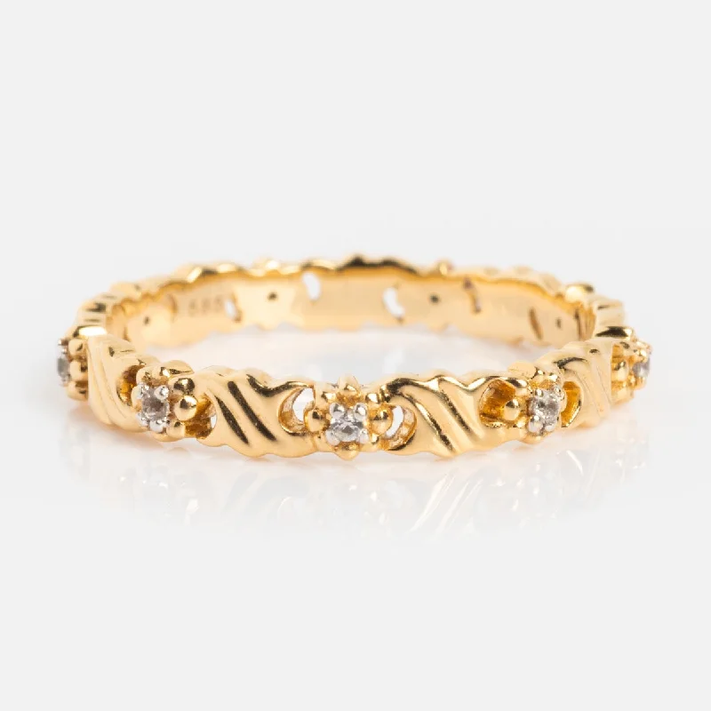 Classic Wedding Rings For Him and Her-Solid Gold Vintage Inspired Sapphire Floral Band