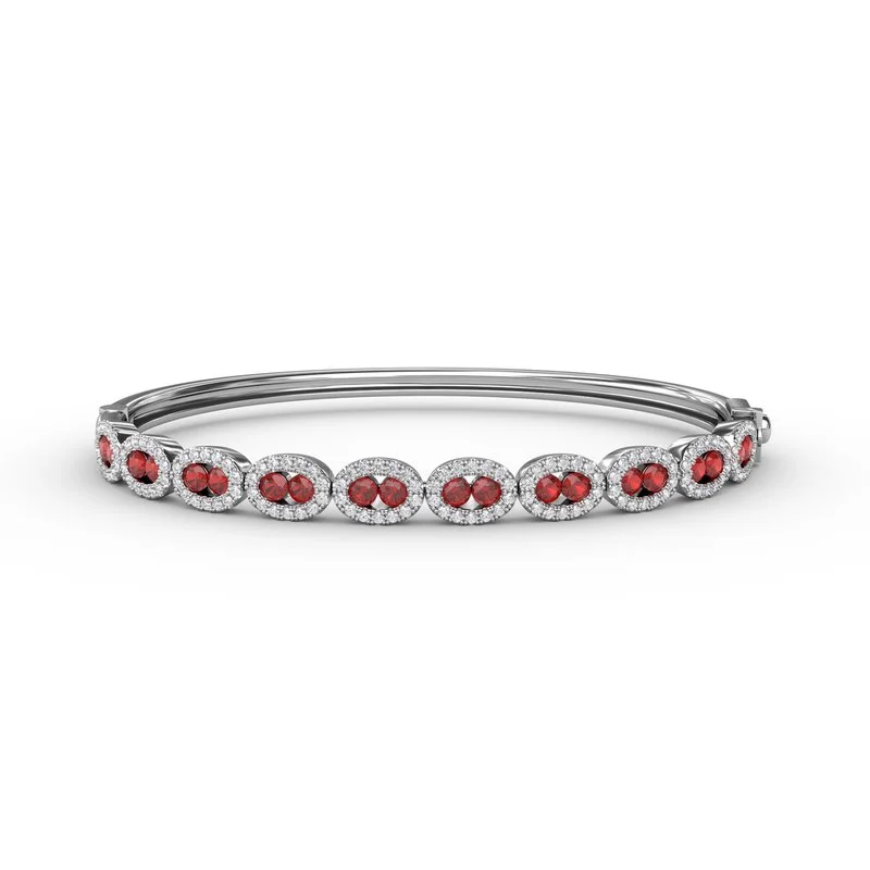 Bangles With Intricate Patterns-Whimsical Ruby & Diamond Bangle BB1547R