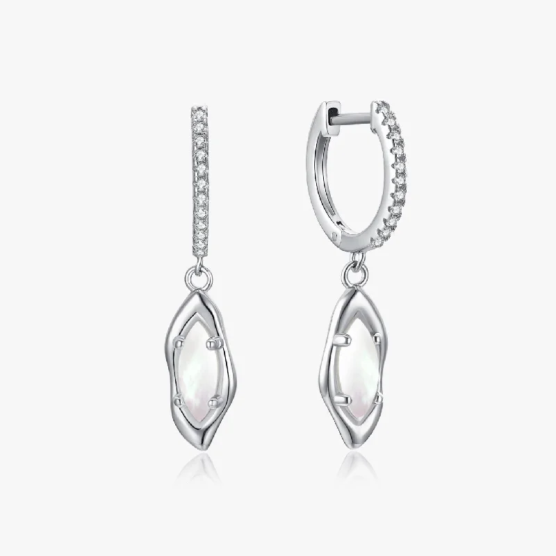 Statement Earrings For Bold Fashion-Silver Ava Mother of Pearl Earrings