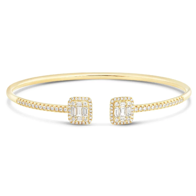 Bangles For Outdoor Adventures-18K Gold 1.04ct Baguette Diamond Bangle