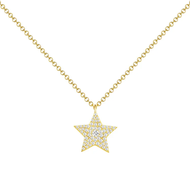 Statement Gold Chain Necklaces For Fashion-14K Gold Star Necklace with Diamonds