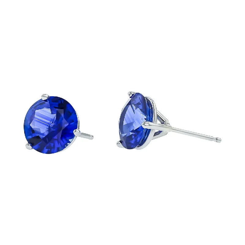 Luxury Drop Earrings For Wedding Day-18K White Gold Sapphire Stud Earrings