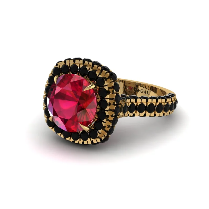 Bold Engagement Rings For Fashionable Brides-Ruby Pave Double Halo Engagement Ring - Eve No. 40