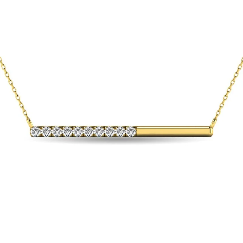 Trendy Choker Necklaces For Party Wear-Diamond 1/6 ct tw Diamline Necklace in 10K Yellow Gold