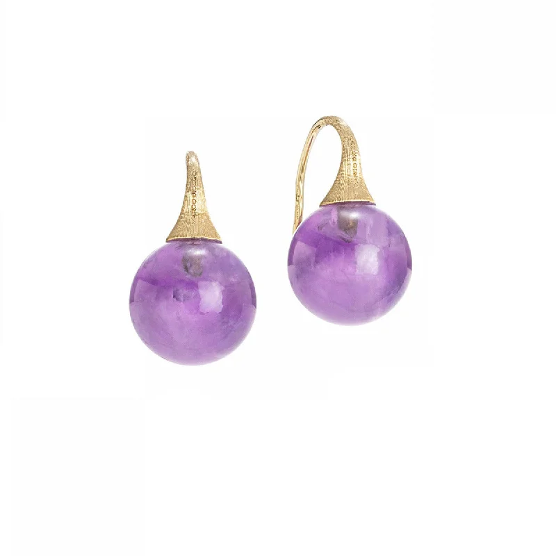 Statement Earrings For Holiday Fashion-18K Yellow Gold and Amethyst Drop Earrings