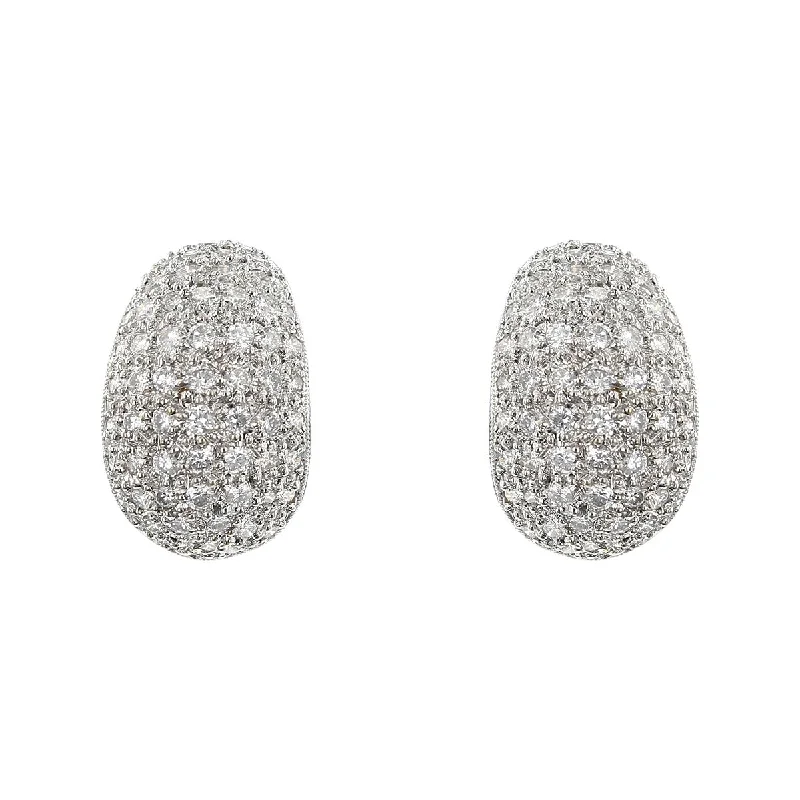 Trendy Square Earrings For Bold Looks-18K White Gold Diamond Cluster Earrings