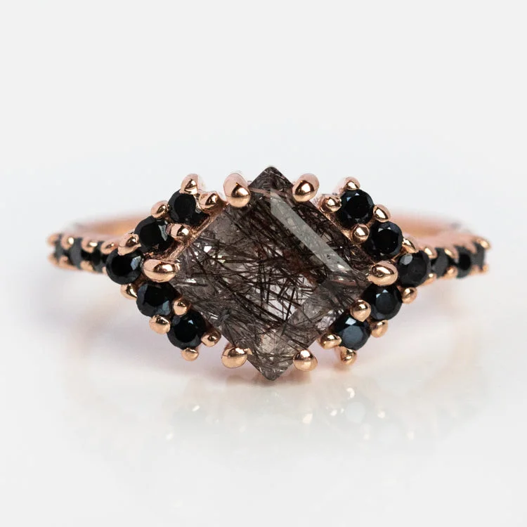 Stunning Gemstone Rings For Weddings-Rutilated Quartz and Spinel Ariel Shield Ring