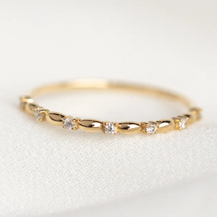 Gemstone Rings For Special Occasions-14k Delicate Diamond Celebration Band