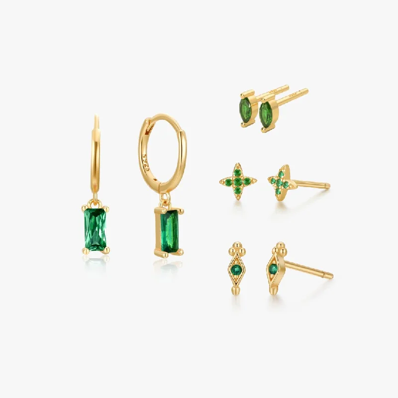 Colorful Earrings For Playful Fashion-Gold Loving Green Earring Bundle