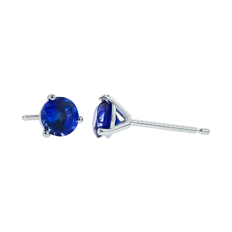 Stylish Dangle Earrings For Every Day-18K White Gold Sapphire Stud Earrings